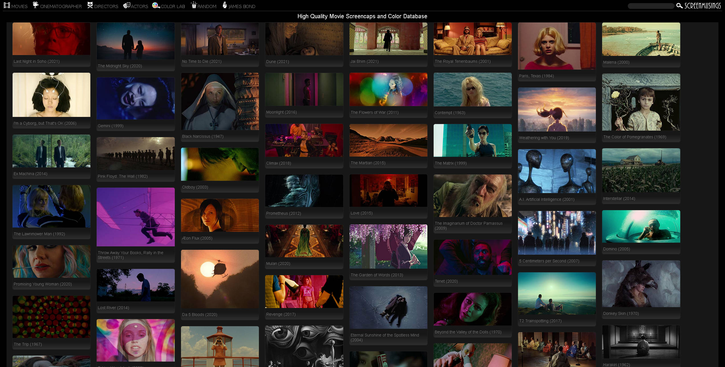 【网站】High Quality Movie Screencaps and Color Database